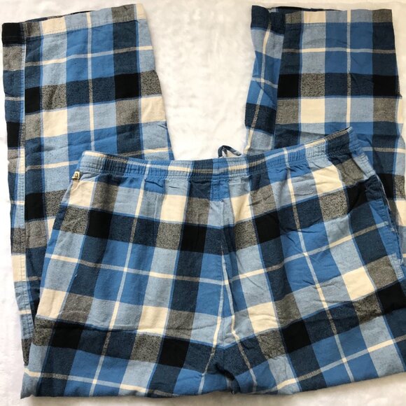 Life is Good Flannel Pajama Pants Men's XL Blue Pockets Drawstring Plaid Cotton - Picture 8 of 13